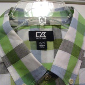 Cutter & Buck SS XL Green Gray Blue White